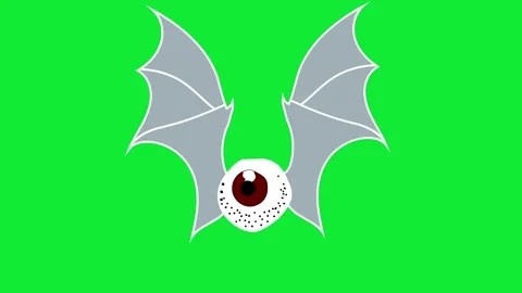 Horror Green Screen Flying Eyeball with Wings VFX - Scary Monster Blink Stock Footage 319405321
