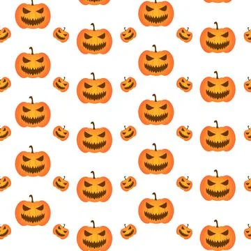 Horror Halloween Pumpkin Pattern Design Orange Vector Background イラスト素材