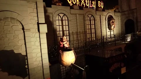 Horror House with Devil Statue Stirring a Cauldron, Baku, Azerbaijan Video stock 239166453
