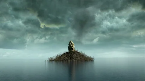 Horror island in ocean. devilish screaming skull. Halloween concept. Vídeos de archivo 67676840