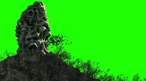 Horror island in ocean. devilish screaming skull. Halloween concept. Stock Footage 67677069