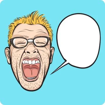 Horror man face with speech bubble Stock Illustration