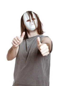 Horror man gesturing thumbs up Stock Photos