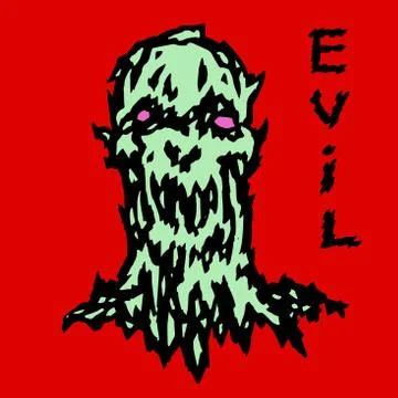 Horror monster head of the darkness. Vector illustration. Stock Illustration