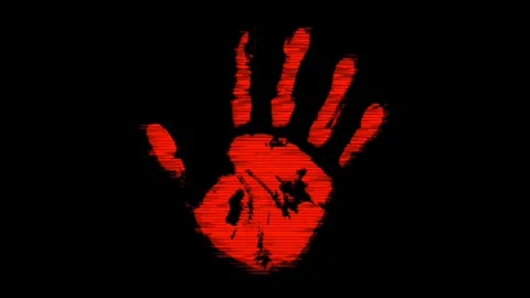 Horror red hand motion Graphics black background stock video Stock Footage 293194902