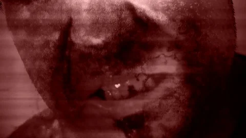 Horror red tint feedback glitch Zombie Stock Footage 79765705
