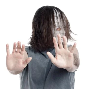 Horror scary man gesturing stop Stock Photos