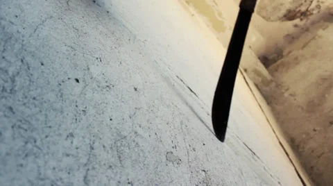 Horror Scene - machete dragged over floor Stock Footage 32029918