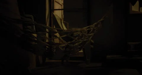 Horror scene of a mysterious Scary ghost old swing at abandoned house with dark  Stock Footage 247520791