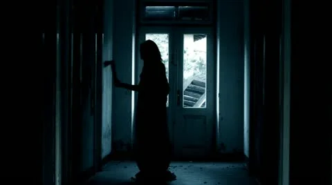 Horror Scene of a Scary Woman Stock Footage