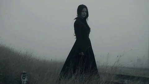 Horror scene of a scary woman Stock Footage