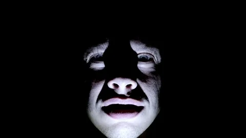 White Scary Face Horror Stock Footage ~ Royalty Free Stock Videos