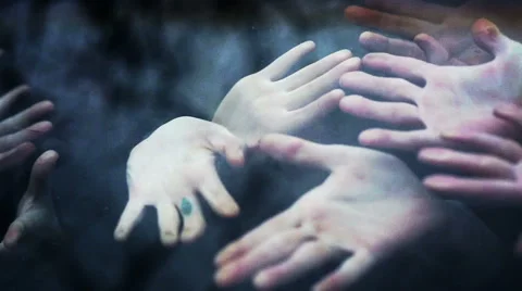 Horror Scene. Zombie Hands Touch The Car Window Stock Footage 48255887