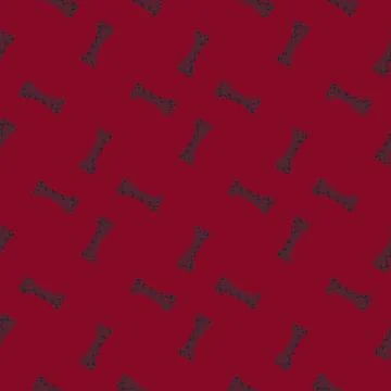Horror seamless doodle pattern with scaru bones ornament. Red blood backgroun Stock Illustration