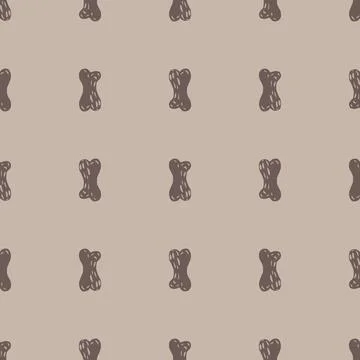 Horror seamless doodle pattern with scary grey bones silhouettes. Pastel back Stock Illustration