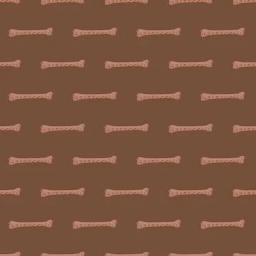 Horror simple seamless pattern with pale pink bones little elements. Brown ba 스톡 일러스트