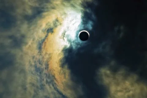 Horror sky with eclipse. Stock Photos