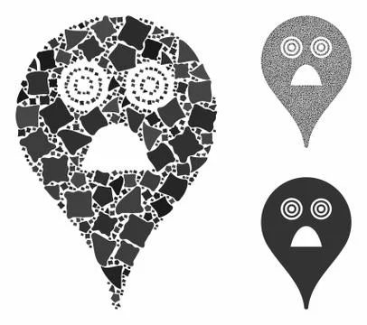 Horror smiley map marker Composition Icon of Irregular Elements 스톡 일러스트