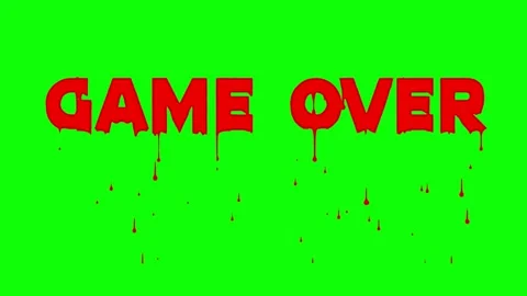 Horror style GAME OVER text featuring dripping blood on green screen Stock Footage 321001876