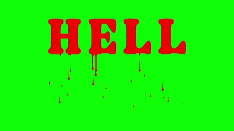Horror-style HELL lettering with flowing blood animation on a green screen Stock Footage 321054705