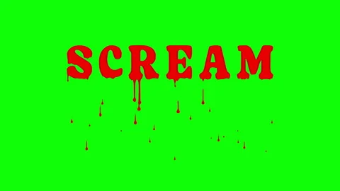 Horror style SCREAM text featuring flowing blood animation on green screen Stock Footage 321054837