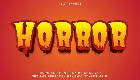 Horror text effect template in 3d design Stock Illustration