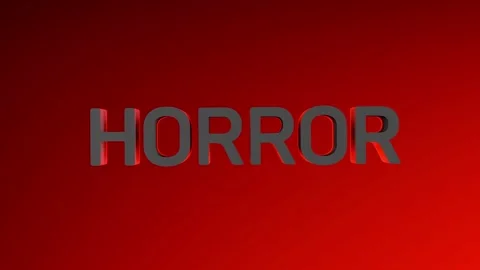 HORROR text, a word on a red glowing background,lettering,animation.3D render Stock Footage 305157417