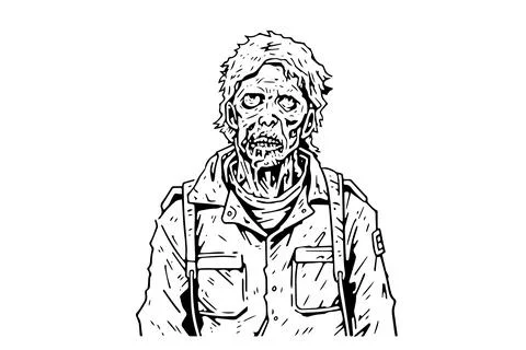 Horror Vector of Walking Dead: Vintage Illustration of Zombie Apocalypse. Stock Illustration