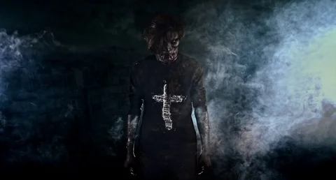 Horror zombie with smoke around Stock Footage 72477902