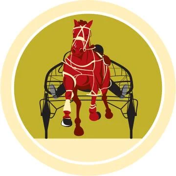 Horse and jockey harness racing retro Stock Illustration