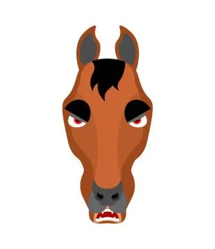 Horse angry emoji. Steed evil emotions. hoss aggressive. Vector illustration Stock Illustration