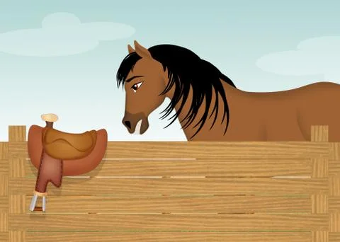 Horse in the barn Stock Illustration