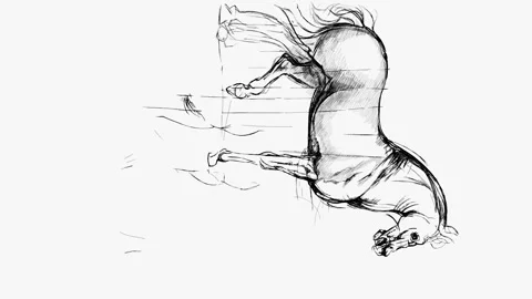Horse. Based on drawing of Leonardo da Vinci Stock Footage 262305438