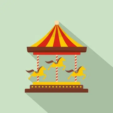 Horse carousel icon, flat style Ilustración de archivo