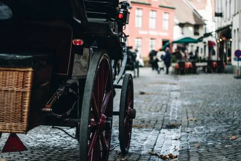 Horse carriage on cobblestone Stock Photos