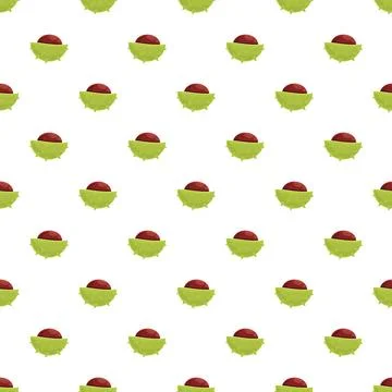 Horse chestnut fruits repeating pattern green peel Stock Illustration