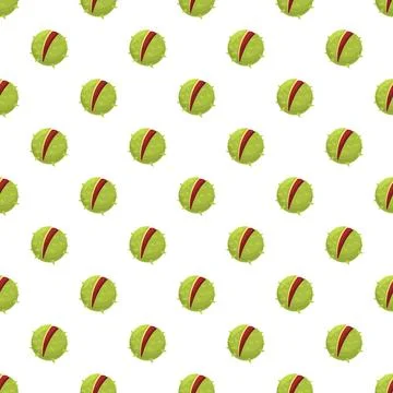 Horse chestnut seamless pattern repeating green nuts Stock Illustration