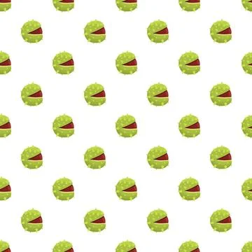 Horse chestnut seeds pattern with green spiky shell Stock Illustration