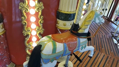 Horse on the children's carousel Stock Footage 102803286