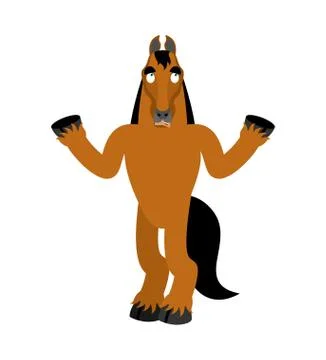Horse confused oops. Steed perplexed emotions. hoss surprise. Vector illustra Stock Illustration