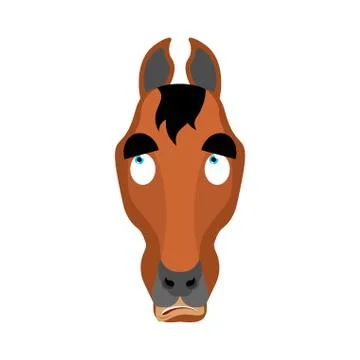 Horse confused oops. Steed perplexed emotions. hoss surprise. Vector illustra Stock-Illustration