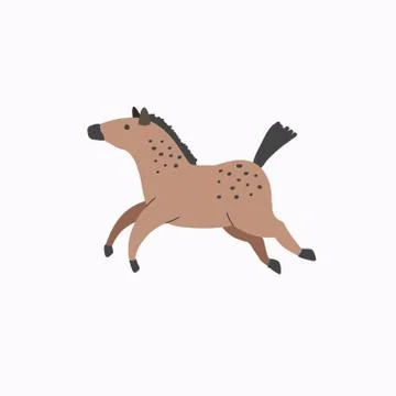 Horse drawing. Vector drawing of a galloping horse. Cartoon illustration in f Stock Illustration