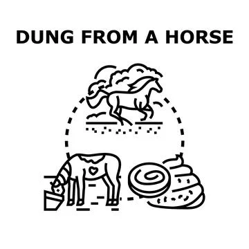Horse dung processing for natural farm fertilizer Stock Illustration
