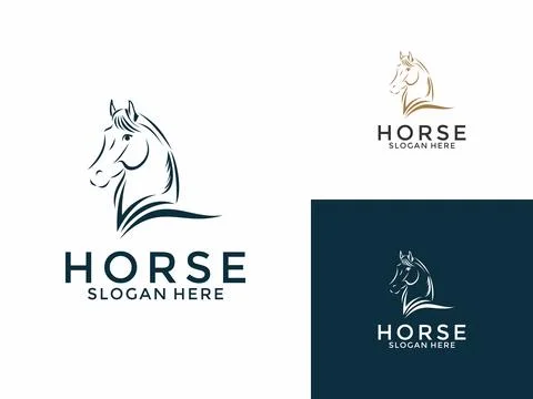 Horse Elegant Logo Symbol Vector, simple horse head line art logo vector il.. Stock Illustration