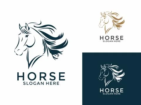 Horse Elegant Logo Symbol Vector, simple horse head line art logo vector il.. Stock Illustration