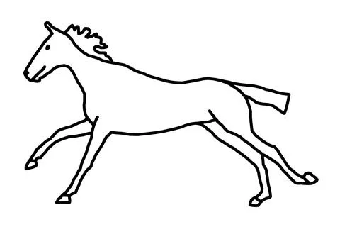 Horse facing left. Digital Line Drawing. Stock Illustration