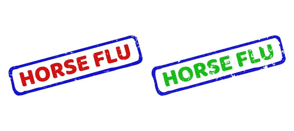 HORSE FLU Bicolor Rough Rectangle Seals with Rubber Styles Stock Illustration