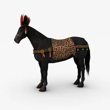 Horse with fur and feathers 3D Model