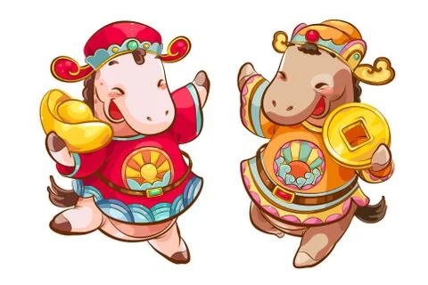 The horse gods of wealth celebrating Chinese New Year Stock Illustration