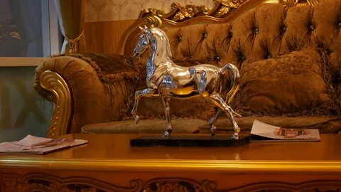 Horse gold statue Stock Footage 79669199